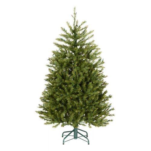 4.5 ft. Pre-Lit Dunhill Fir Hinged Tree with Multicolor Lights, Plug-In