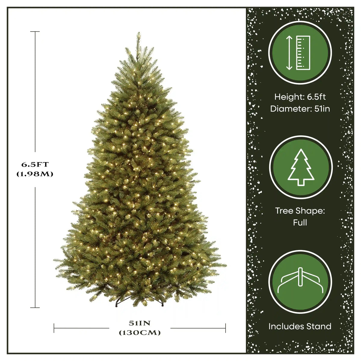 6.5 ft. Pre-Lit Dunhill Fir Tree with Warm White Lights, Plug-In