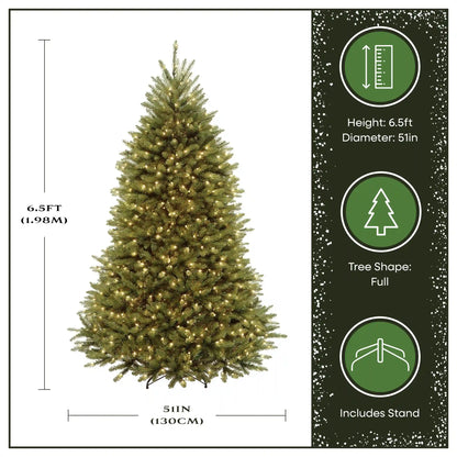 6.5 ft. Pre-Lit Dunhill Fir Tree with Warm White Lights, Plug-In