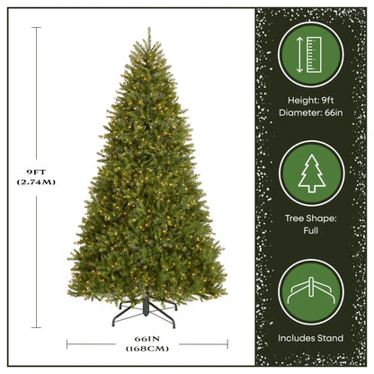 9 ft. Pre-Lit Dunhill Fir Hinged Tree with 1100 Clear Lights