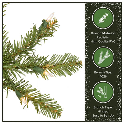 9 ft. Pre-Lit Dunhill Fir Hinged Tree with 1100 Clear Lights