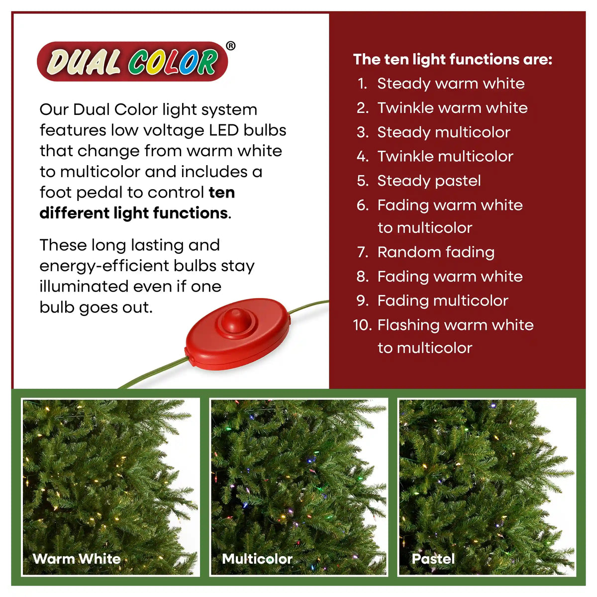 6.5 ft. Pre-Lit Dunhill Fir with PowerConnect Dual Color LED Lights, Plug-In