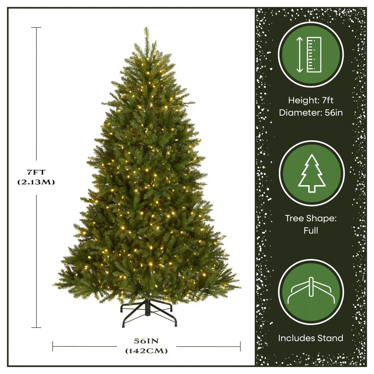 7 ft. Pre-Lit Dunhill Fir Hinged Tree with PowerConnect Dual Color LED Lights