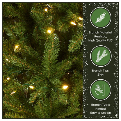 7 ft. Pre-Lit Dunhill Fir Hinged Tree with PowerConnect Dual Color LED Lights