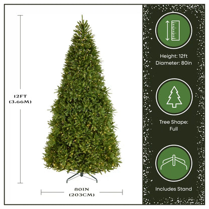 12 ft. Pre-Lit Dunhill Fir Tree with PowerConnect Dual Color LED Lights, Plug-In
