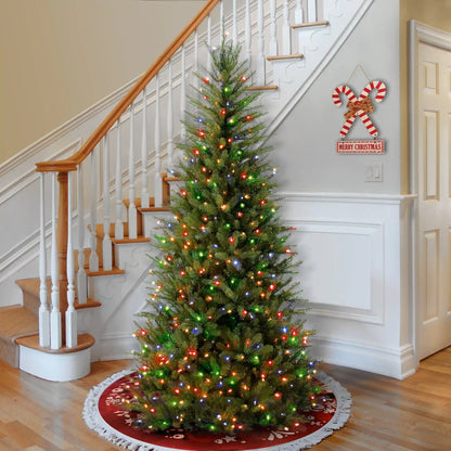 6.5 ft. Pre-Lit Dunhill Fir Slim Hinged Tree with Multicolor Lights, Plug-In