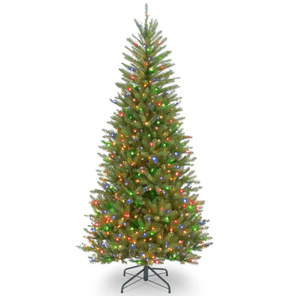 7.5 ft. Pre-Lit Dunhill Fir Slim Tree with Multicolor Lights, Plug-In