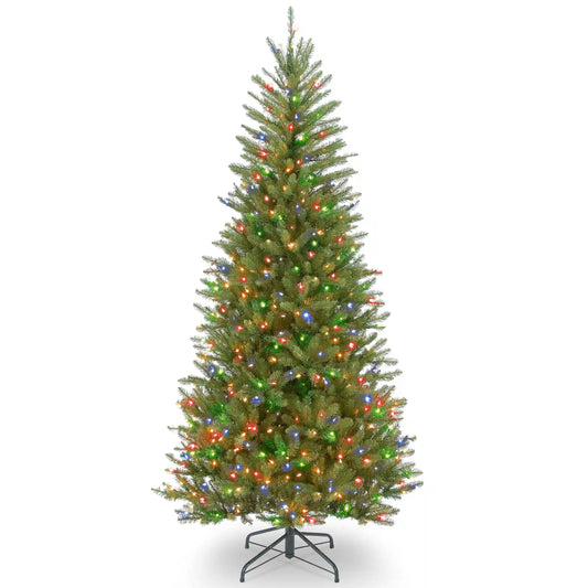 7.5 ft. Pre-Lit Dunhill Fir Slim Tree with Multicolor Lights, Plug-In