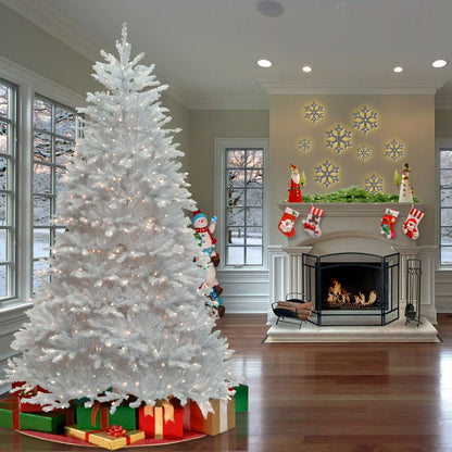 9 ft. Pre-Lit Dunhill Fir White Tree with Clear Lights, Plug-In