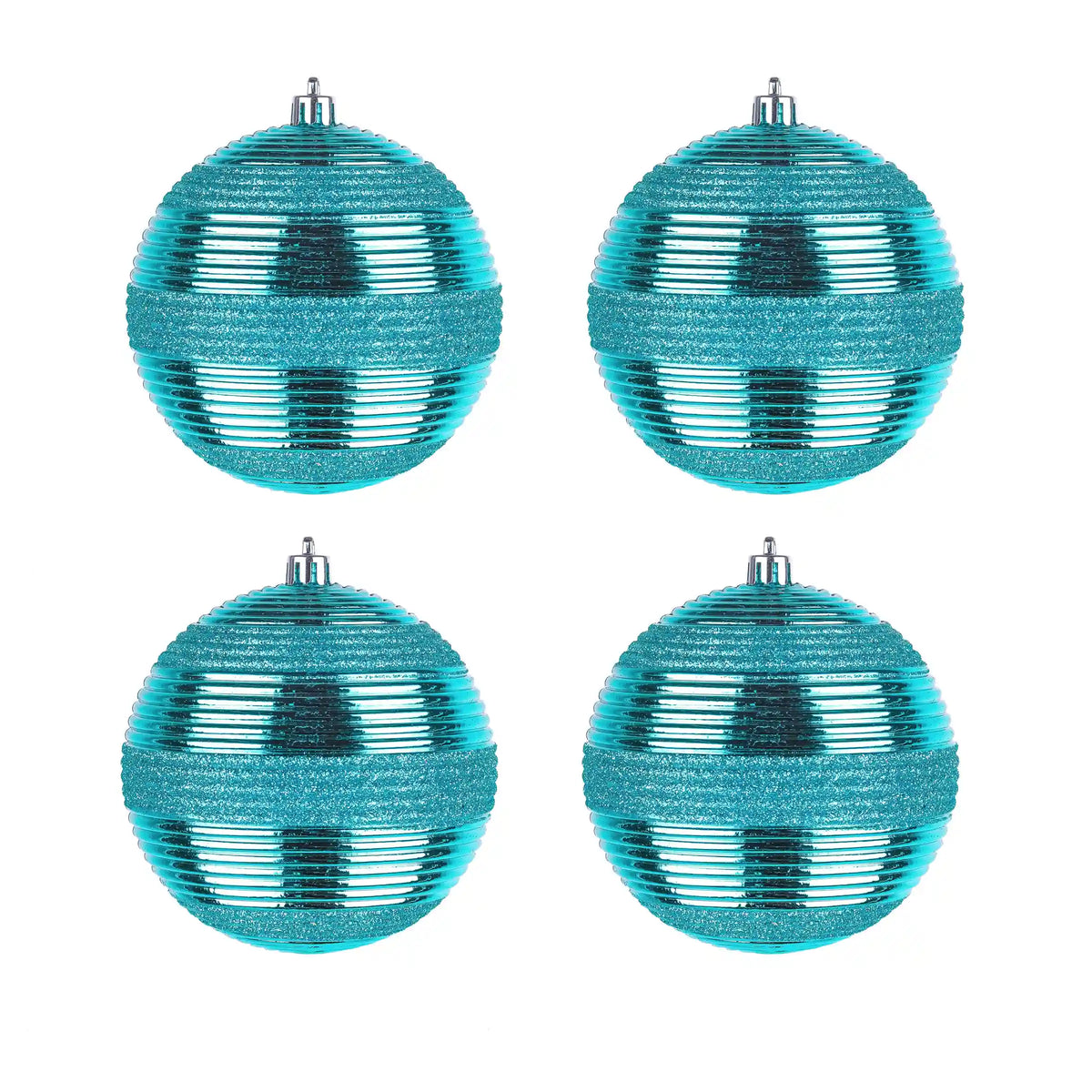 4-Piece Shatterproof Swirling Blue Ornaments