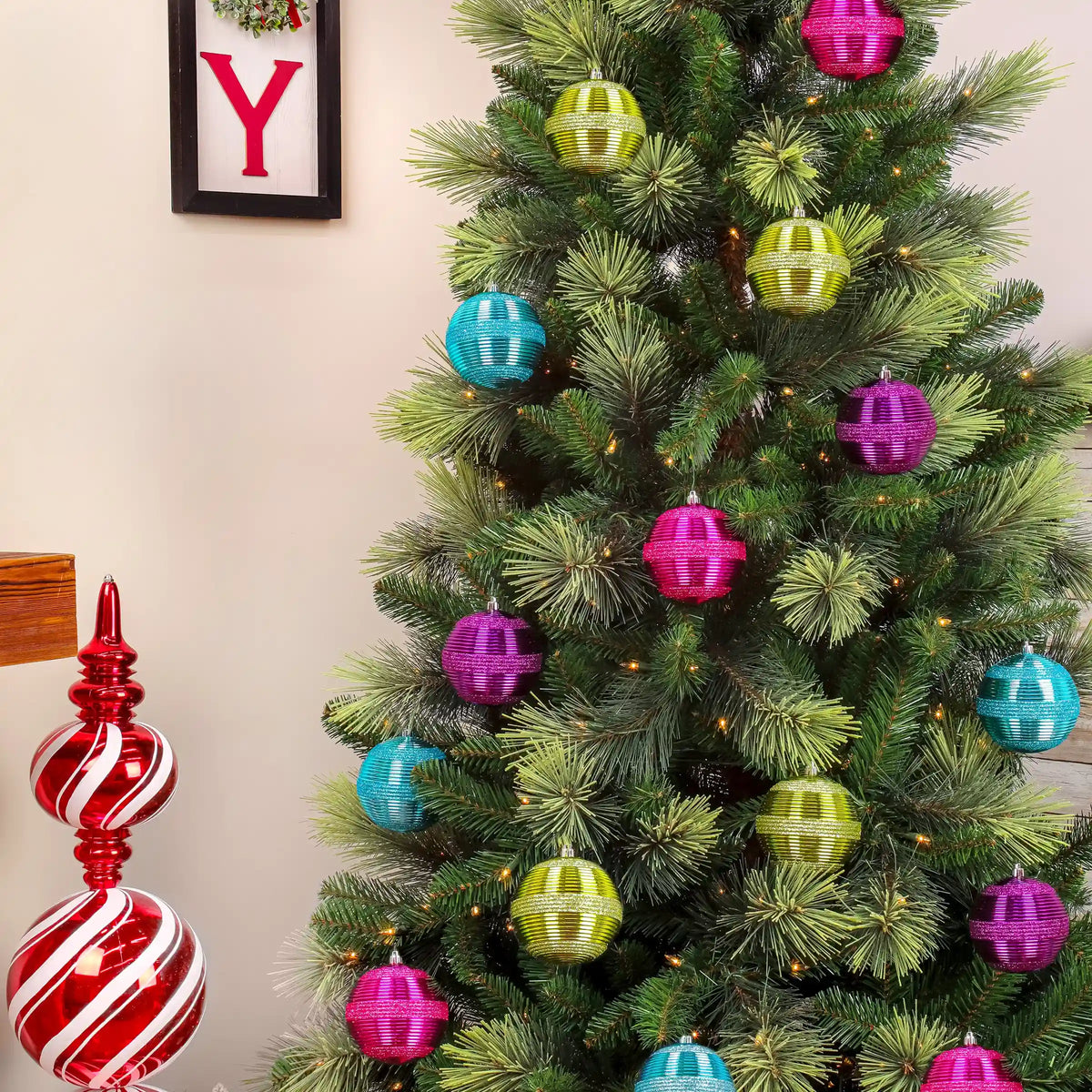 4-Piece Shatterproof Swirling Blue Ornaments