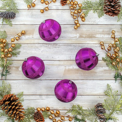 4-Piece Shatterproof Swirling Purple Ornaments
