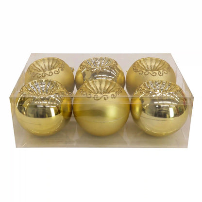 6-Piece Shatterproof Glittering Gold Ornaments