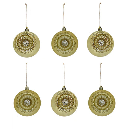 6-Piece Shatterproof Glittering Gold Ornaments