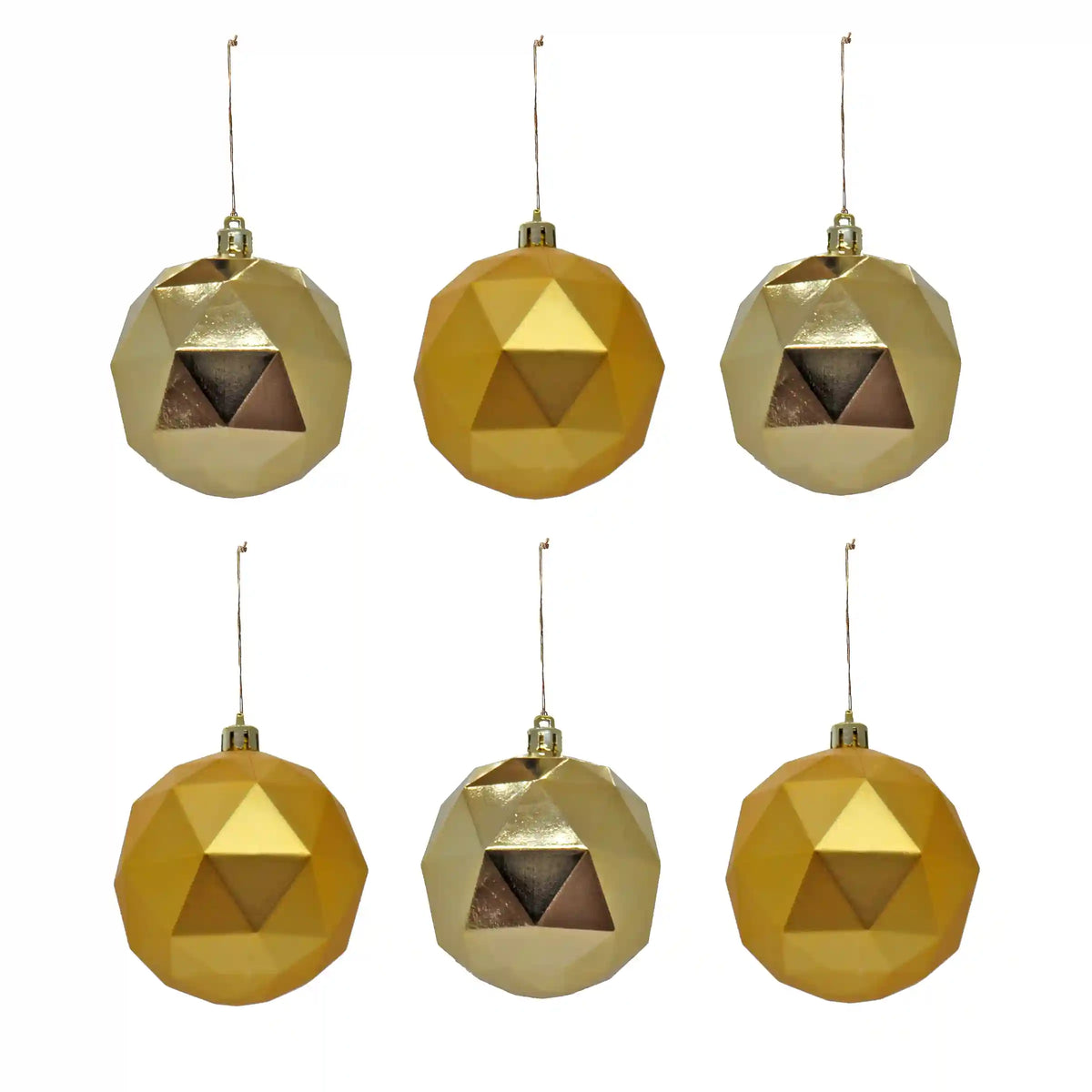 6-Piece Shatterproof Geometric Gold Ornaments