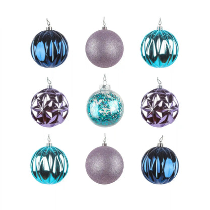 13 in. Purple Xmas Ball Decor Set