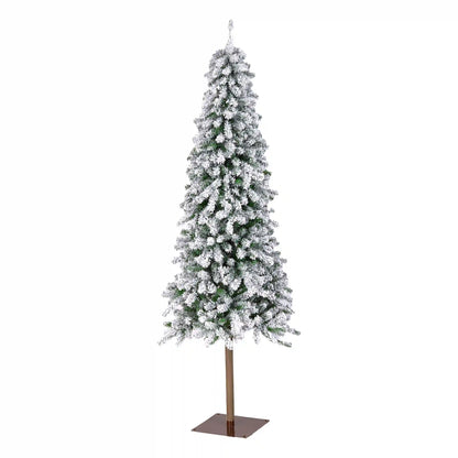 6.5 ft. Pre-Lit Snowy Grand Alpine Pencil Slim Tree with Clear Lights, Plug-In