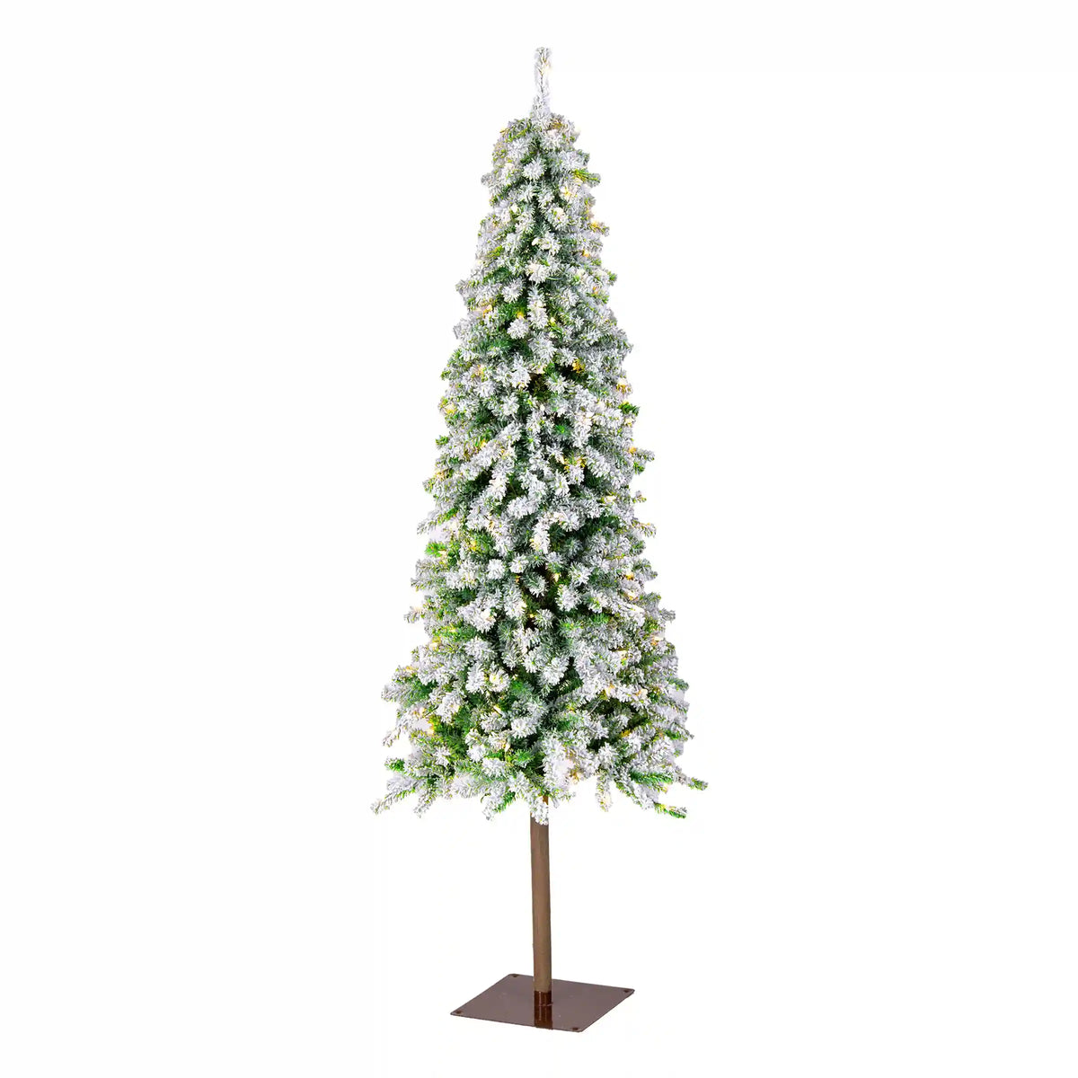 6.5 ft. Pre-Lit Snowy Grand Alpine Pencil Slim Tree with Clear Lights, Plug-In
