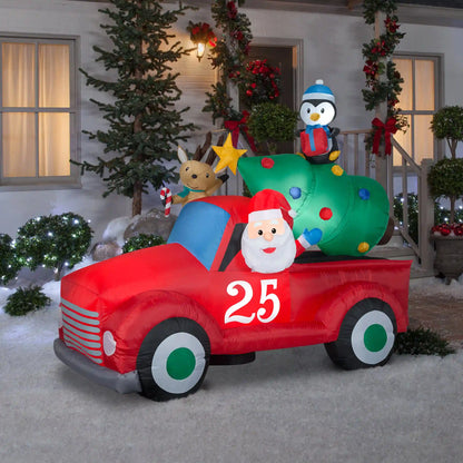8 ft. Inflatable Santa in Vintage Pickup Truck with LED Lights, Plug-In