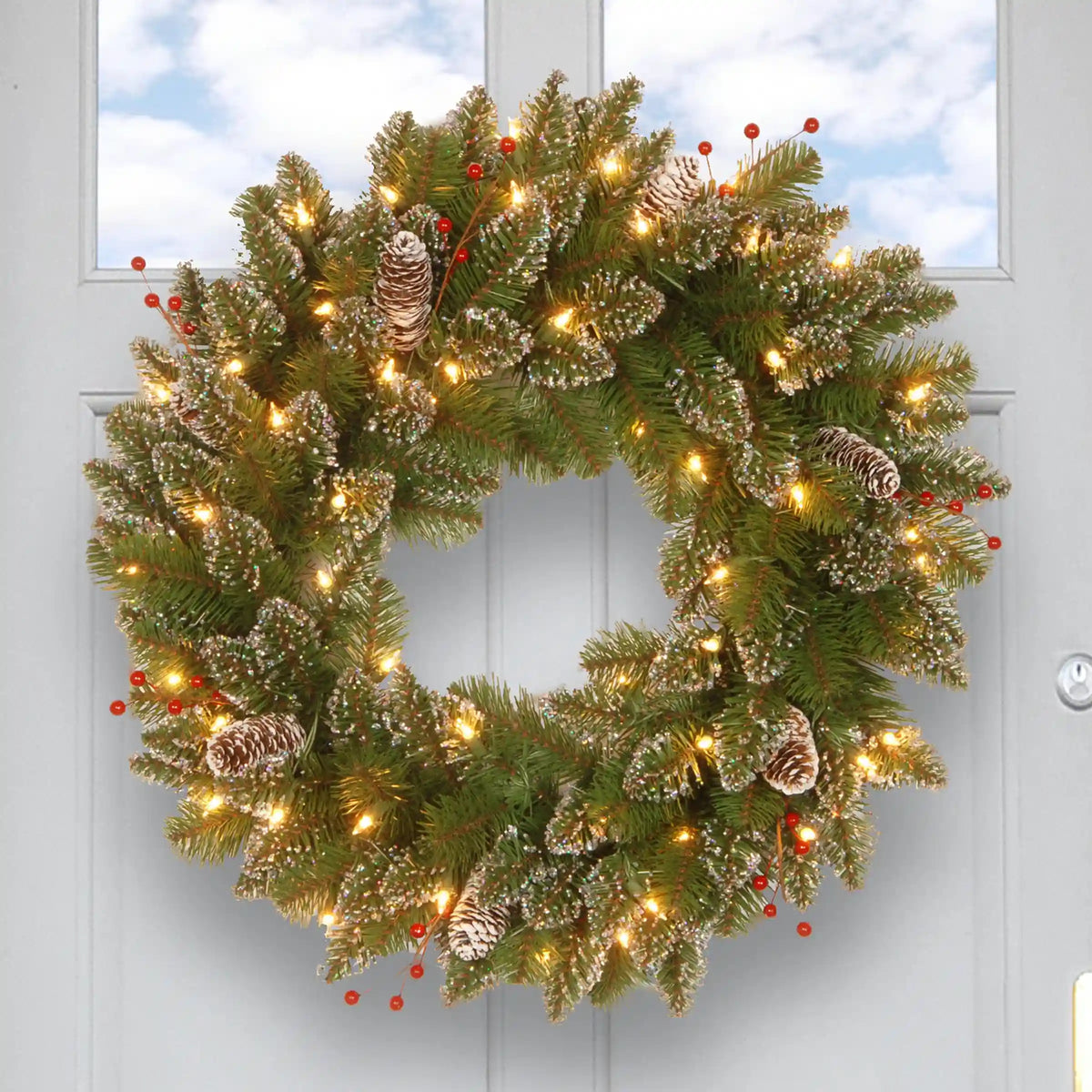 24 in. Pre-Lit Glittery Mountain Spruce with LED Lights