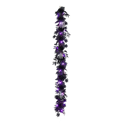 6 ft. Halloween Bad to the Bone Garland with LED Lights