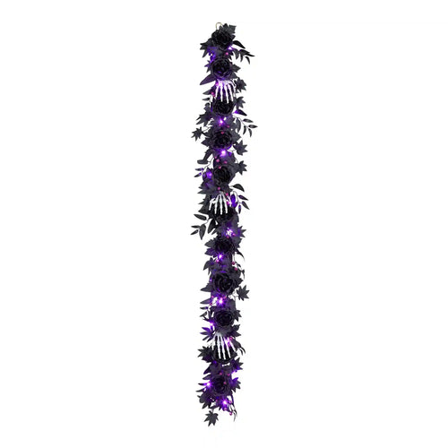 6 ft. Halloween Bad to the Bone Garland with LED Lights