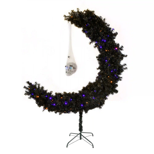 6 ft. Halloween Pre-Lit Moon Shaped Tree Decoration with LED Lights, Plug-In