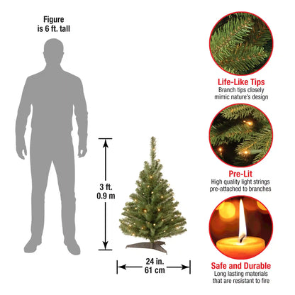 3 ft. Pre-Lit Kincaid Spruce Tree with Clear Lights, Plug-In