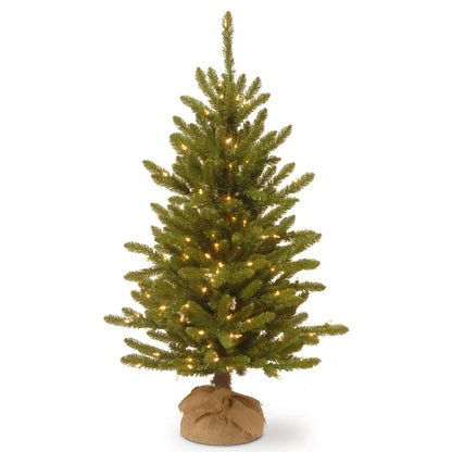 4 ft. Pre-Lit Kensington Fir Tree in a Burlap Sack with Clear Lights, Plug-In