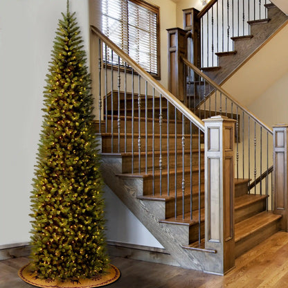10 ft. Pre-Lit Kingswood Fir Pencil Slim Tree with Clear Lights, Plug-In