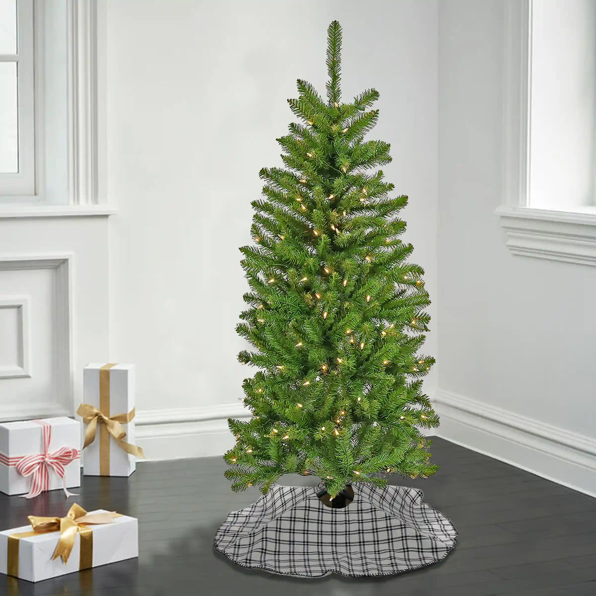 4.5 ft. Pre-Lit Kingswood Fir Pencil Tree with Clear Lights, Plug-In