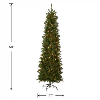 6 ft. Pre-Lit Kingswood Fir Pencil Tree with Clear Lights, Plug-In