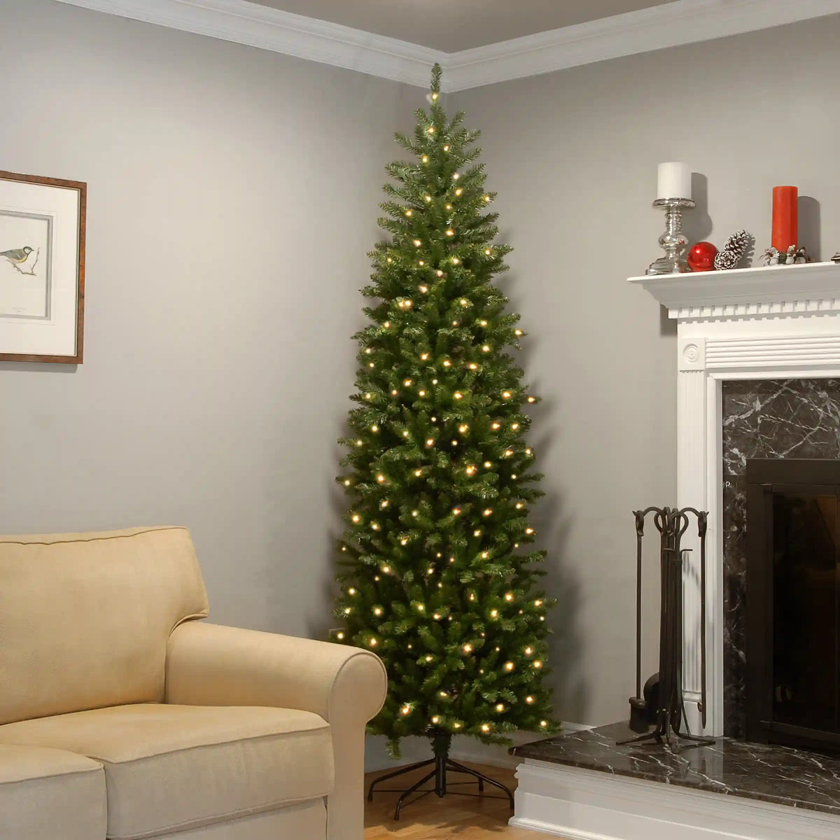 7 ft. Pre-Lit Kingswood Fir Pencil Tree with Clear Lights, Plug-In