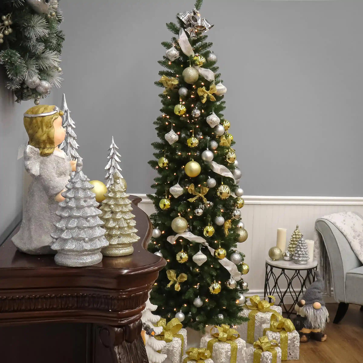 7.5 ft. Pre-Lit Kingswood Fir Pencil Tree with Clear Lights, Plug-In