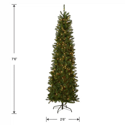 7.5 ft. Pre-Lit Kingswood Fir Pencil Tree with Clear Lights, Plug-In