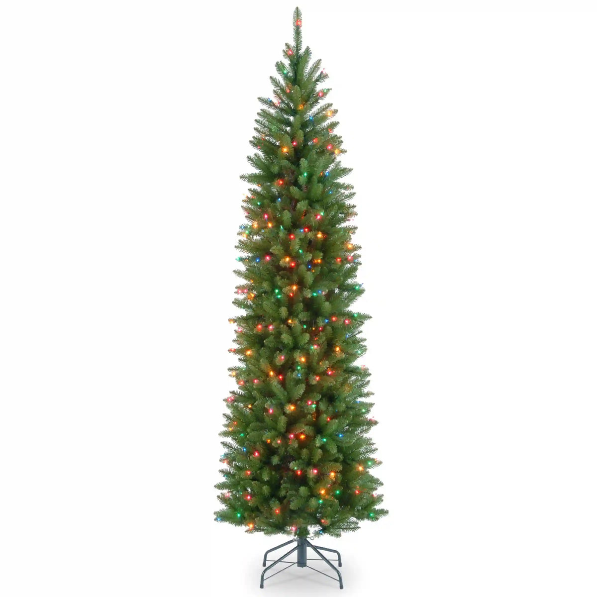 7 ft. Pre-Lit Kingswood Fir Pencil Tree with Multicolor Lights, Plug-In