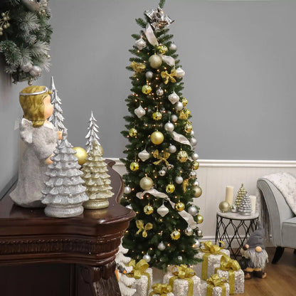 7.5 ft. Pre-Lit Kingswood Fir Slim Tree with PowerConnect Dual Color LED Lights, Plug-In