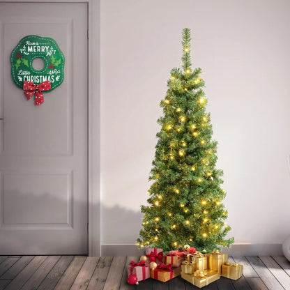 4.5 ft. Pre-lit Linden Spruce Wrapped Tree with Warm White LED Lights, Plug-In