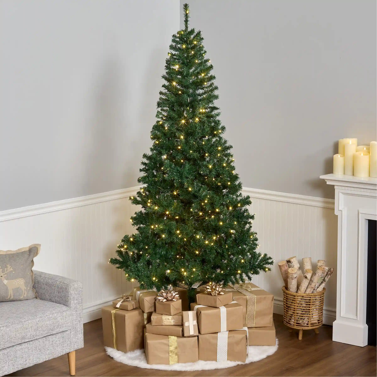 7.5 ft. Pre-Lit Linden Spruce Tree with Warm White LED Lights