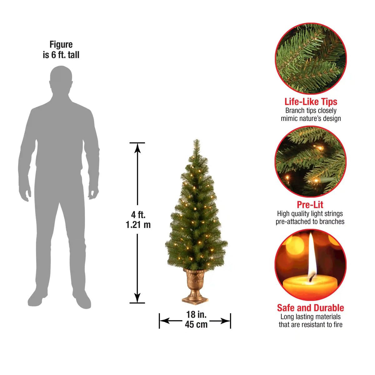 4 ft. Pre-Lit Montclair Spruce Tree with Clear Lights, Plug-In
