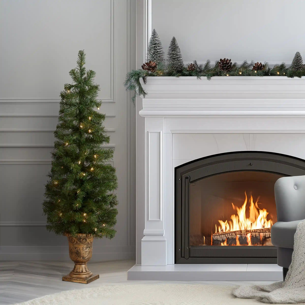 4 ft. Pre-Lit Montclair Spruce Tree with Clear Lights, Plug-In