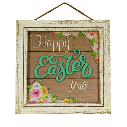 10 in. Happy Easter Y'all Hanging Wall Sign Decoration