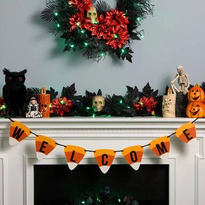 31 in. Halloween Candy Corn Welcome Hanging Banner