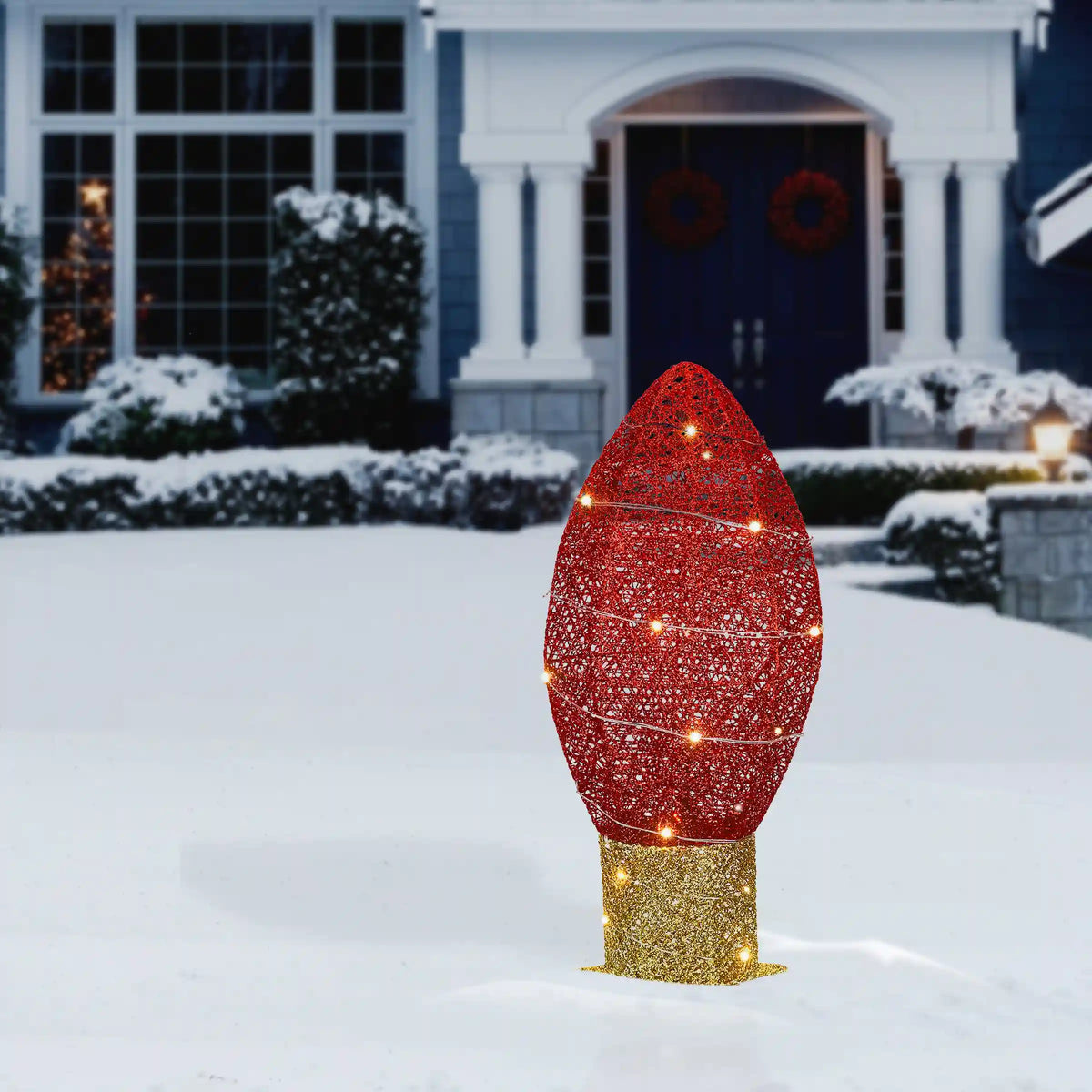 20 in. Pre-Lit Red Christmas Light Bulb Decoration
