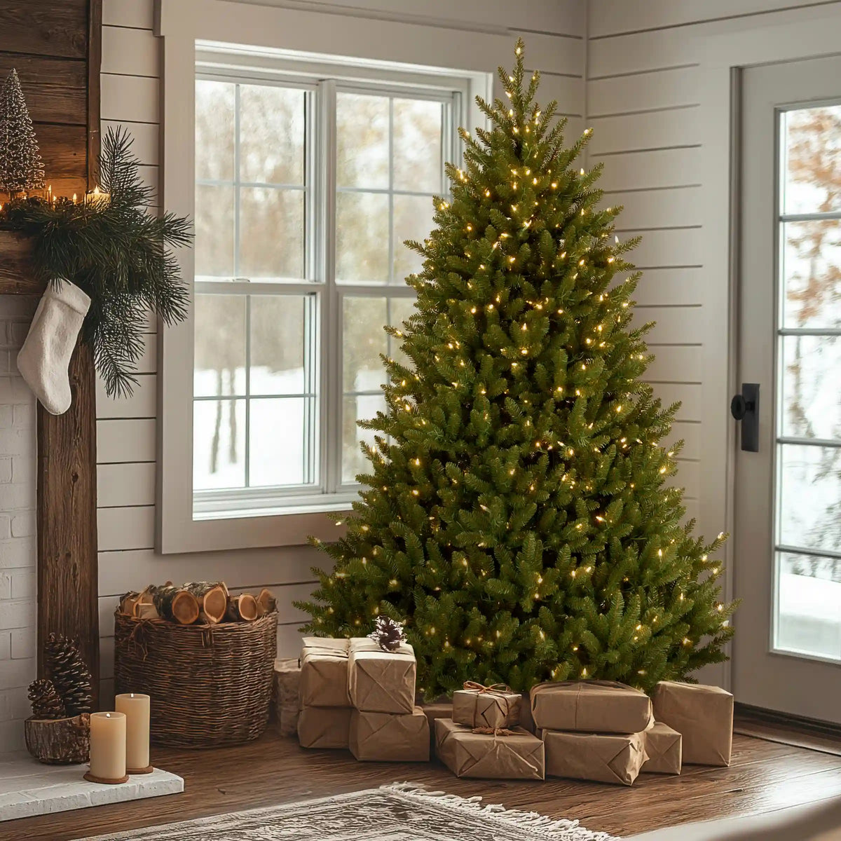 7.5 ft. Pre-Lit Natural Fraser Medium Fir Tree with Clear Lights, Plug-In