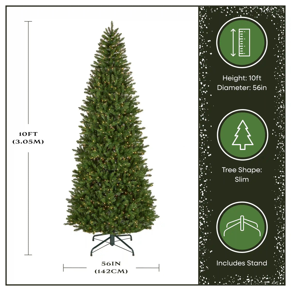 10 ft. Pre-Lit Natural Fraser Slim Fir Tree with Clear Lights, Plug-In