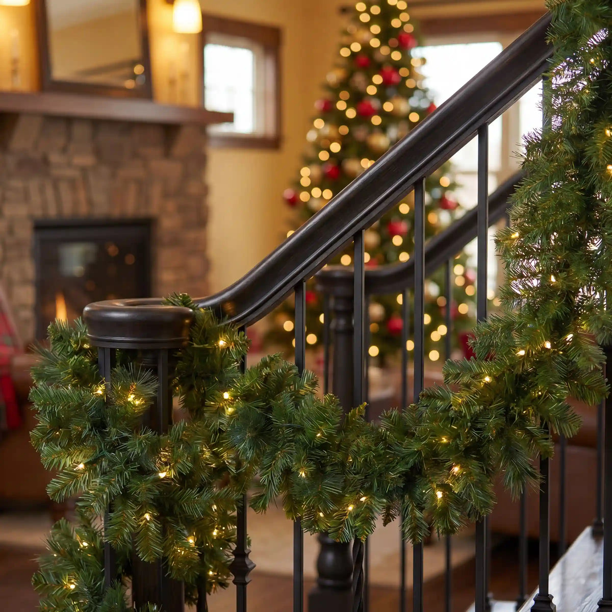 9 ft. Pre-Lit Norwood Fir Garland with Dual Color LED Lights