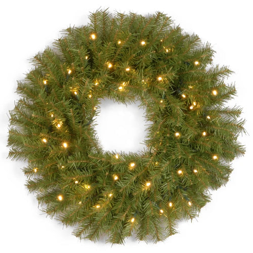 30 in. Pre-Lit Norwood Fir Wreath with Twinkly LED Lights, Plug-In