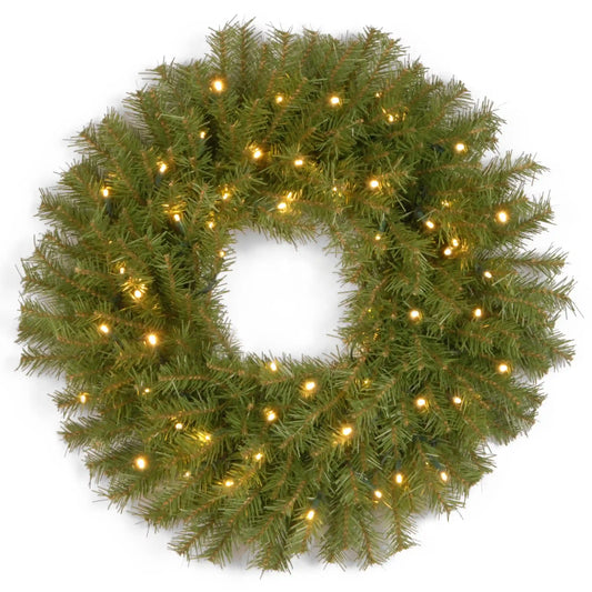 30 in. Pre-Lit Norwood Fir Wreath with Twinkly LED Lights, Plug-In