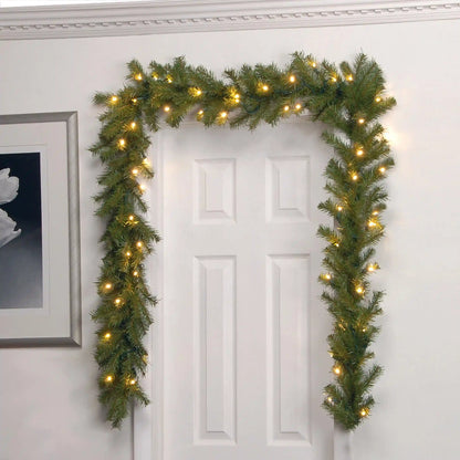 9 ft. Pre-Lit Norwood Fir Garland with Warm White LED Lights